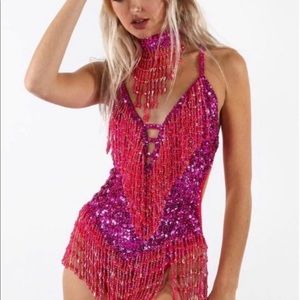 Easy Tiger Sequin Beaded Bodysuit
